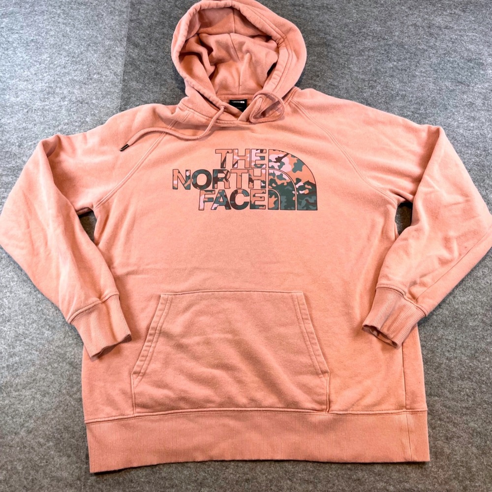 The North Face Womens Hoodie Pink‎ Camo Logo Pullover Medium Gorpcore Outdoorsy